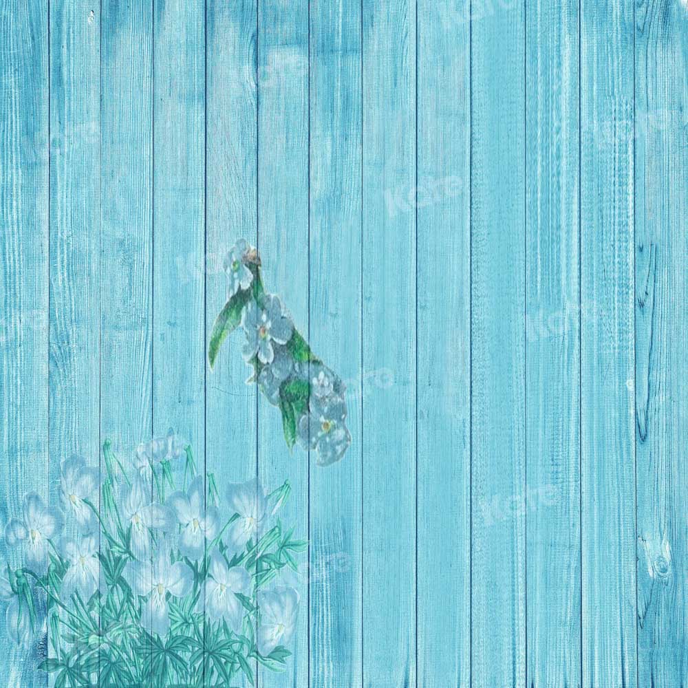 Kate フラワーウッドグレイン背景スプリングブルーヴィンテージ背景Chain Photography設計