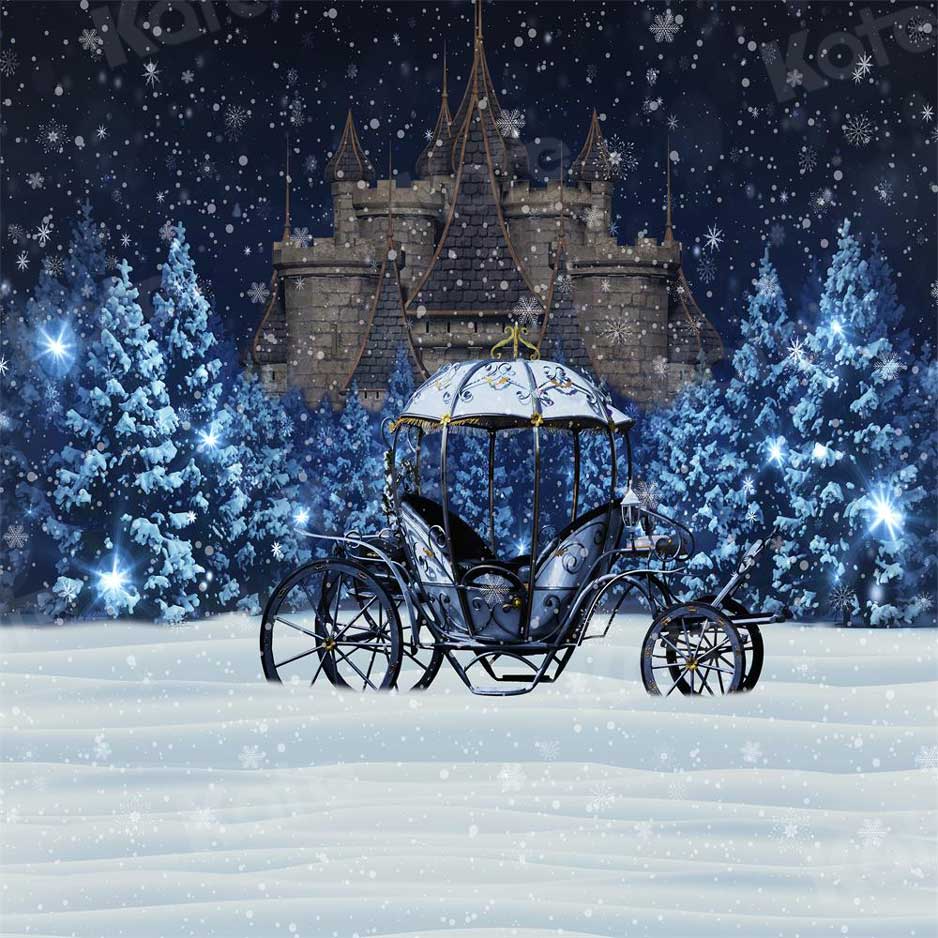 kate冬の雪の城の馬車の背景