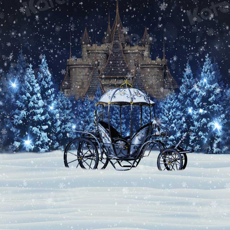 kate冬の雪の城の馬車の背景