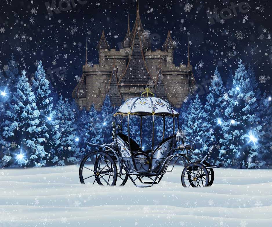 kate冬の雪の城の馬車の背景