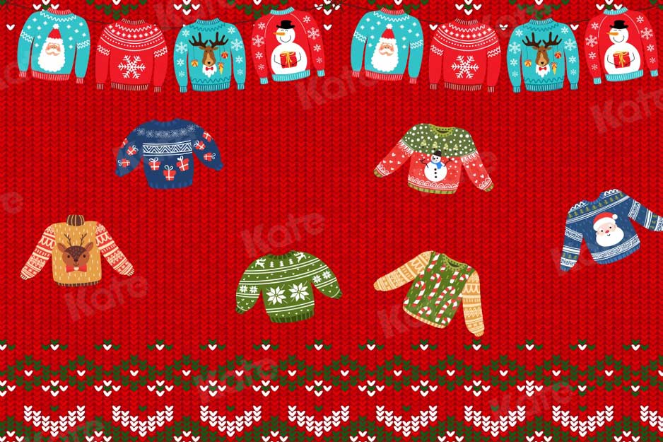 Kate クリスマスの赤い醜いセーターの背景Chain Photography設計