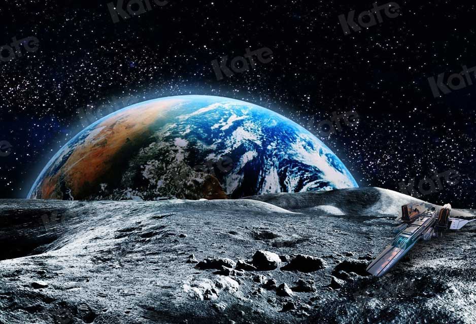 Kate写真撮影のための月面地球背景星空