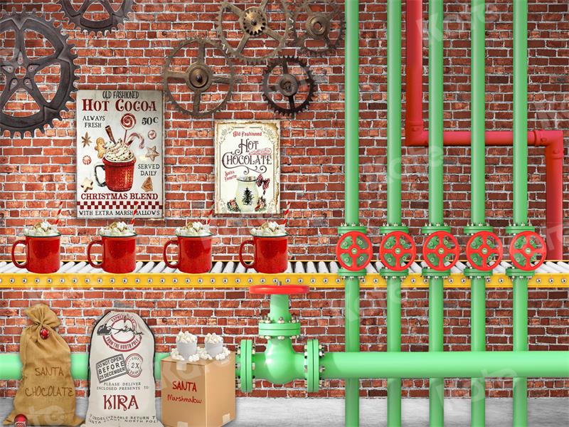 Kateクリスマスホットココ男の子れんが壁の背景