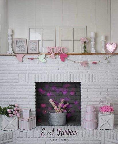 Katebackdrop鎷㈡綖Kate Valentine闅嗙倝s Day Firesplace Backdrop Designed by Erin Larkins