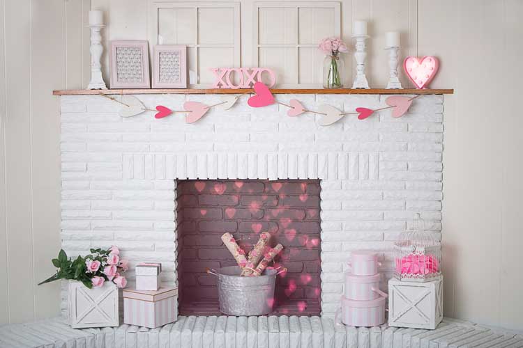 Kate バレンタイン暖炉の心の背景