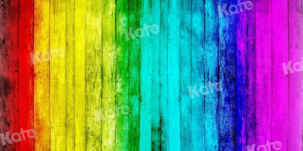チェーン写真によって設計されたkateレインボーカラー背景ブラシストロークペイント