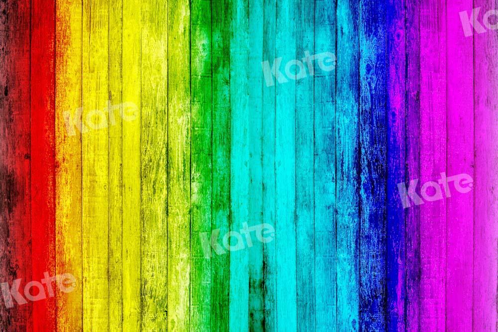 チェーン写真によって設計されたkateレインボーカラー背景ブラシストロークペイント
