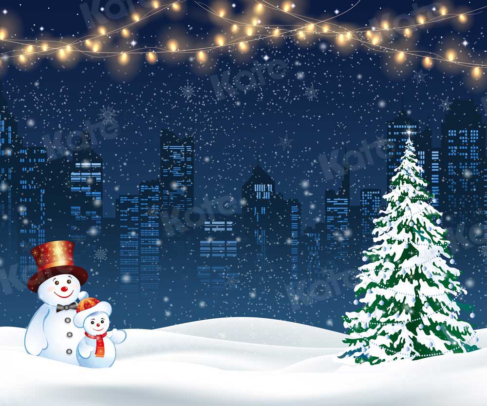 写真撮影のためのkateクリスマスの夜の背景雪だるま冬