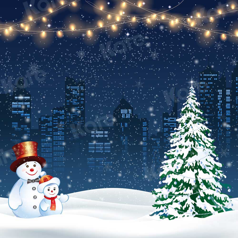 写真撮影のためのkateクリスマスの夜の背景雪だるま冬