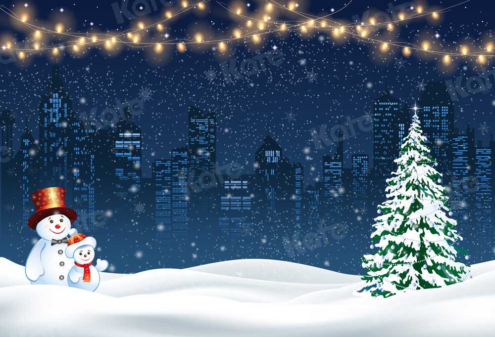 写真撮影のためのkateクリスマスの夜の背景雪だるま冬