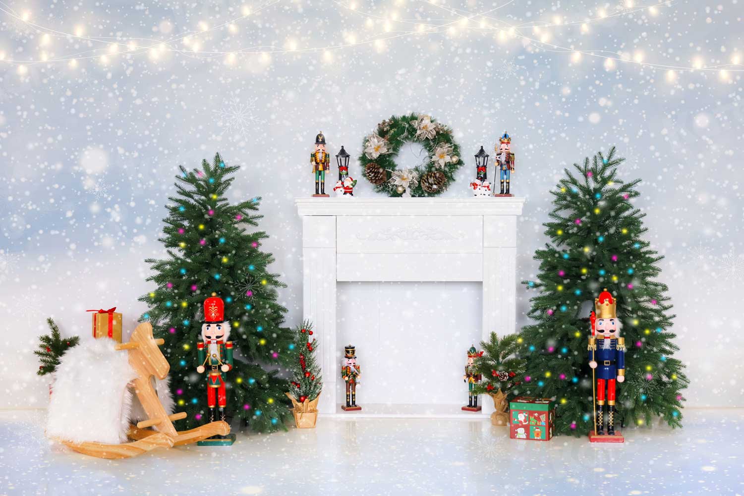写真撮影のためのkateクリスマス冬の背景クローゼット雪