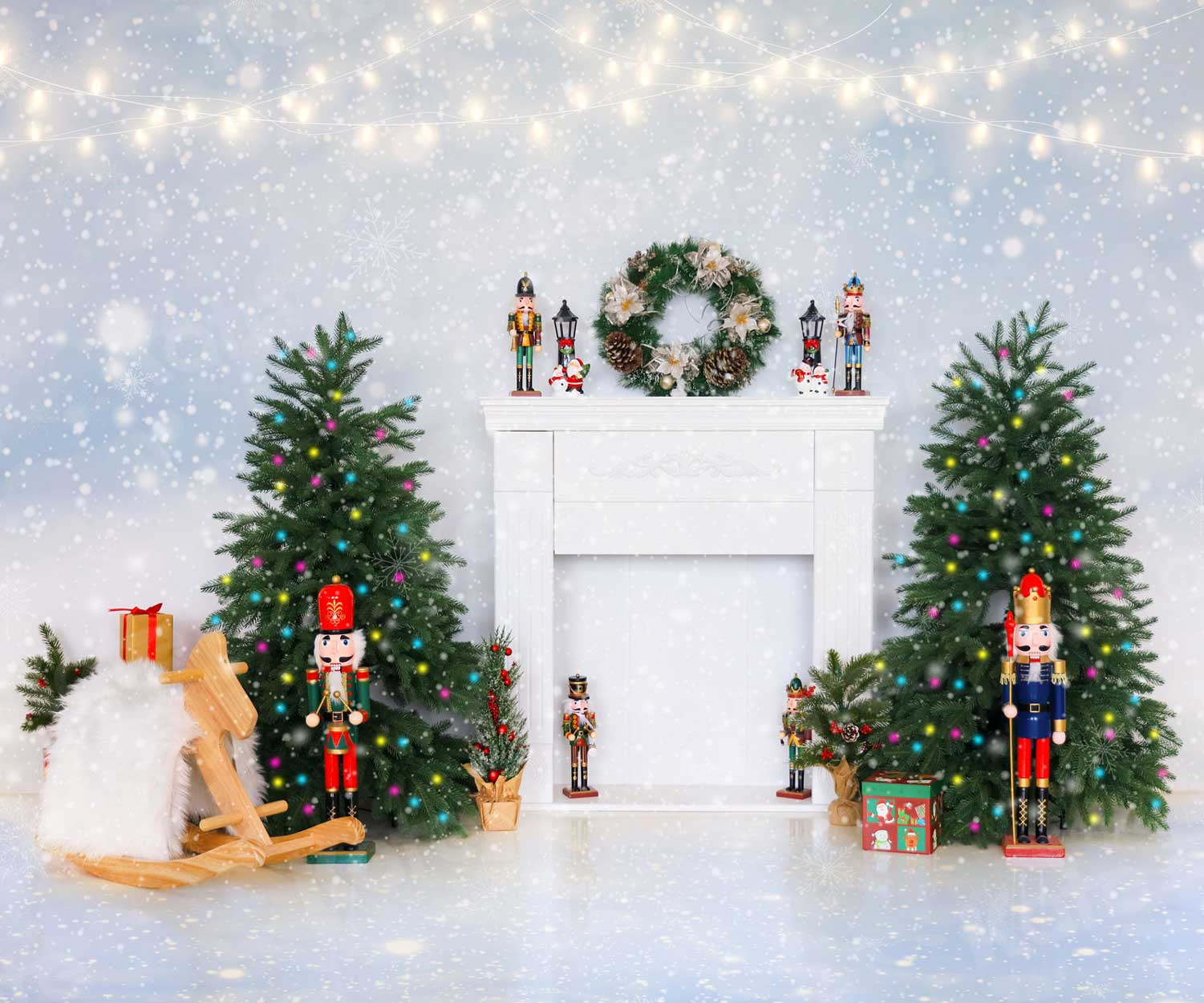 写真撮影のためのkateクリスマス冬の背景クローゼット雪