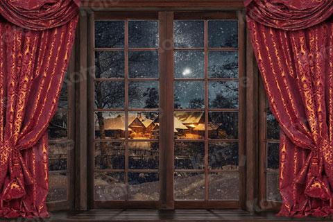 写真撮影のためのkateレトロなウィンドウの背景冬の夜