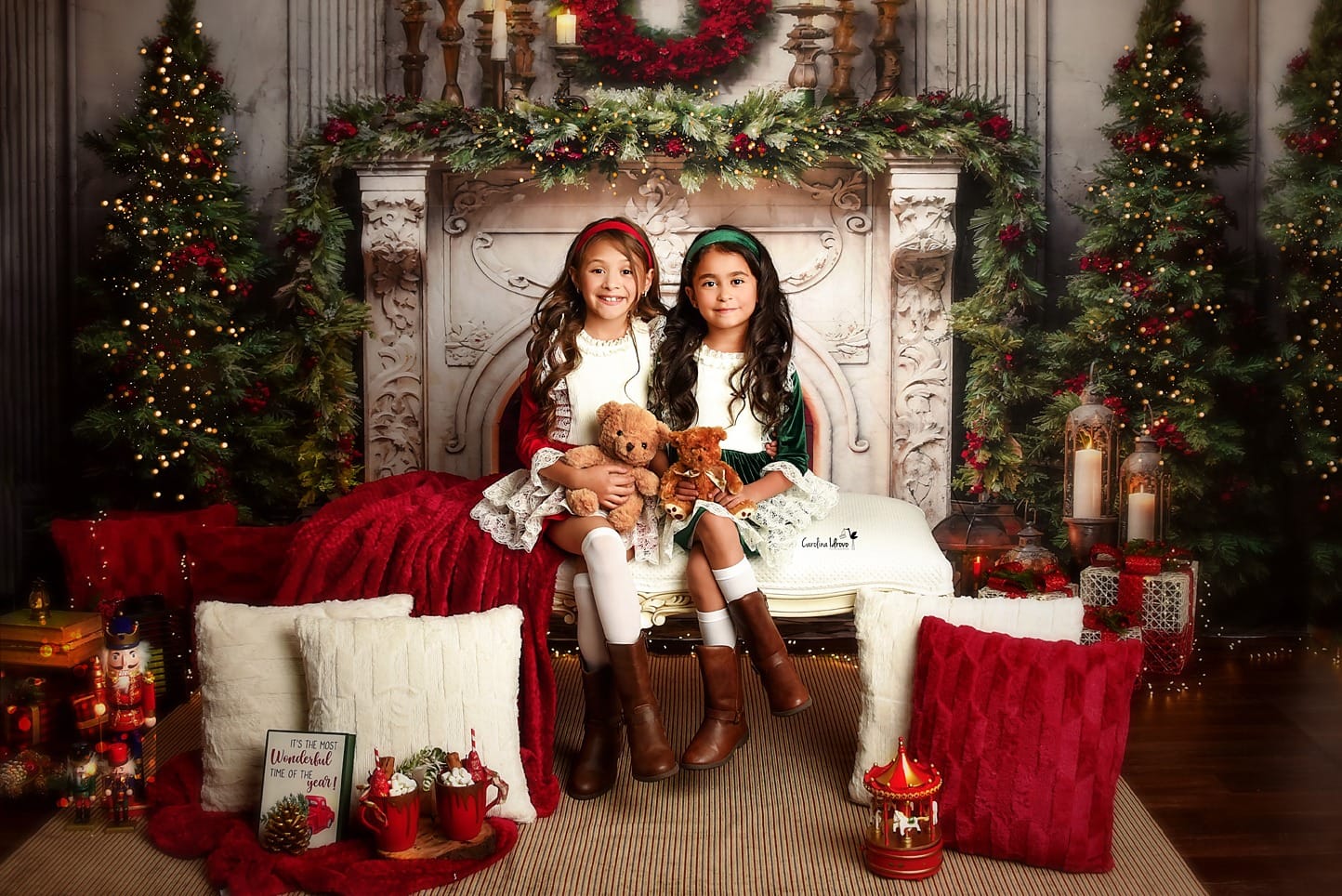 Kate クリスマス 煙突 キャンドル 赤 背景 写真撮影 Designed by Emetselch