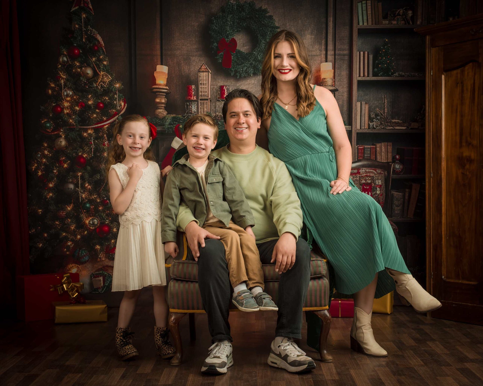 Kate レトロ クリスマスツリー 煙突 本 背景 写真撮影用