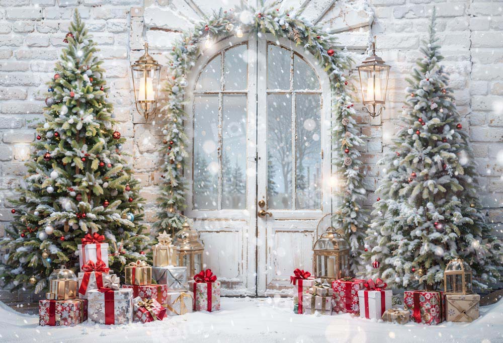 Kate クリスマス 木 雪 ドア 冬 背景 写真撮影 Designed by Emetselch