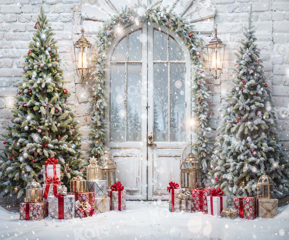 Kate クリスマス 木 雪 ドア 冬 背景 写真撮影 Designed by Emetselch