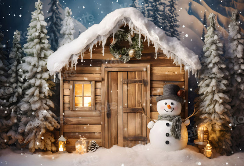 Kate 冬 クリスマス 雪だるま 家 背景 写真撮影用