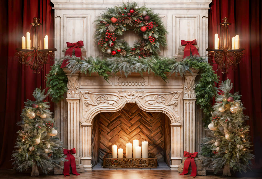 Kate クリスマス 煙突 キャンドル 赤 背景 写真撮影 Designed by Emetselch