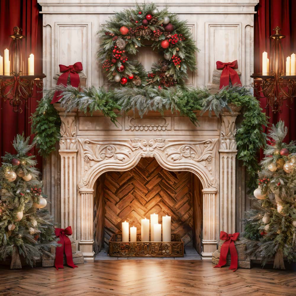 Kate クリスマス 煙突 キャンドル 赤 背景 写真撮影 Designed by Emetselch