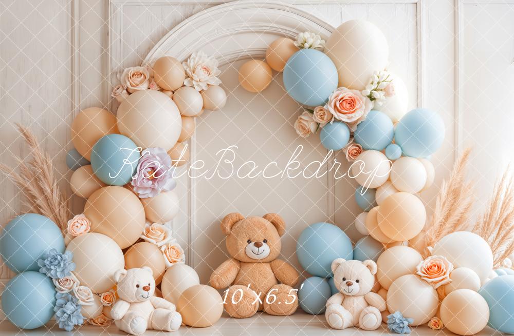 Kate ケーキスマッシュ バルーン テディベア アーチ プリント背景 Emetselchデザイン