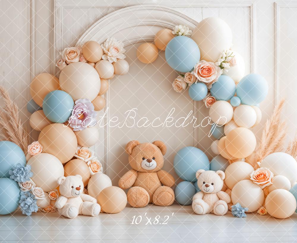Kate ケーキスマッシュ バルーン テディベア アーチ プリント背景 Emetselchデザイン