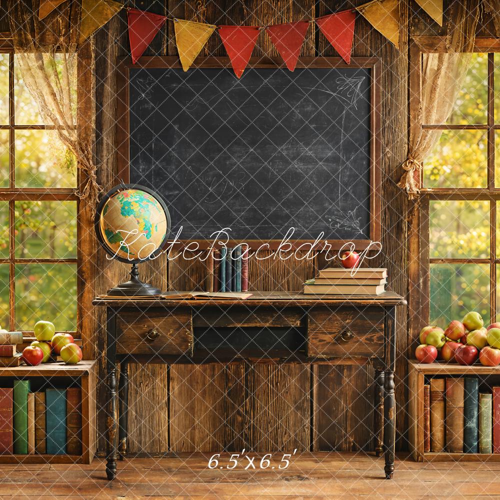 Kate 学校卒業教室 黒板 窓 本棚 プリント背景 Emetselchデザイン