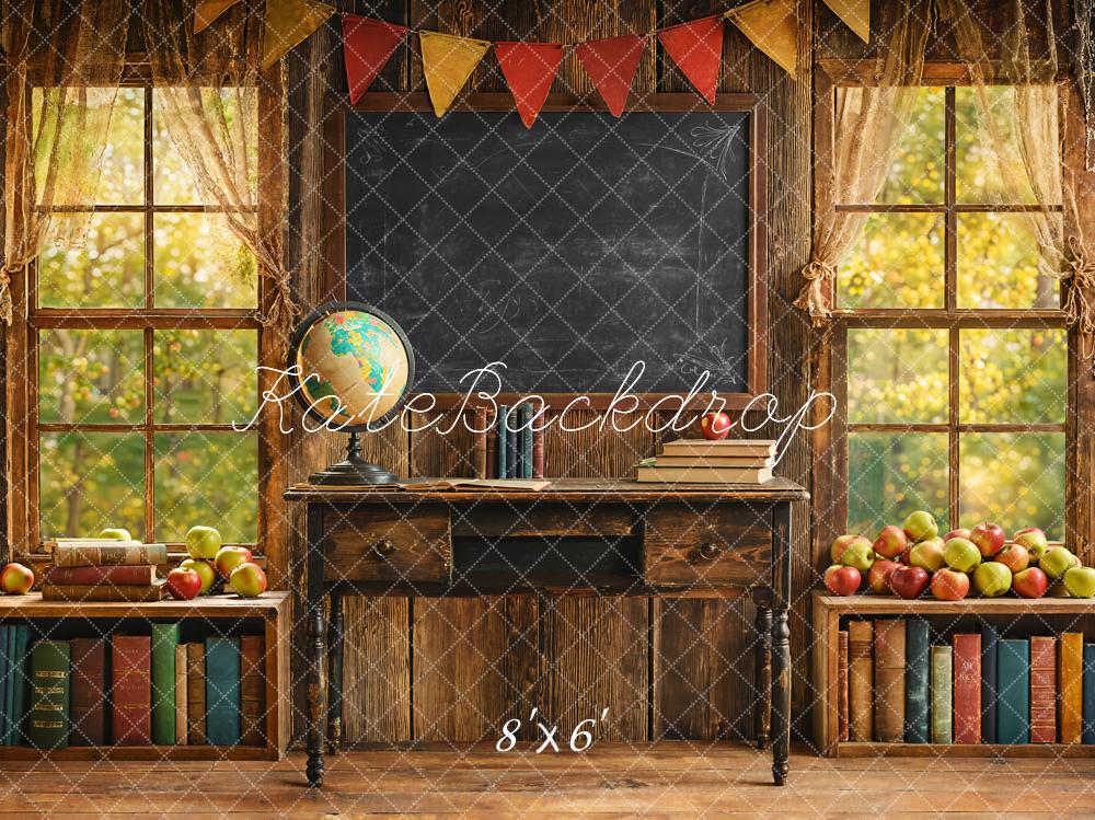 Kate 学校卒業教室 黒板 窓 本棚 プリント背景 Emetselchデザイン