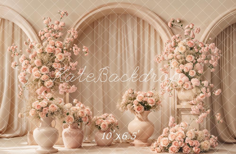 Kate母の日エレガントフラワーアーチ ピンクプリント背景 Emetselchデザイン