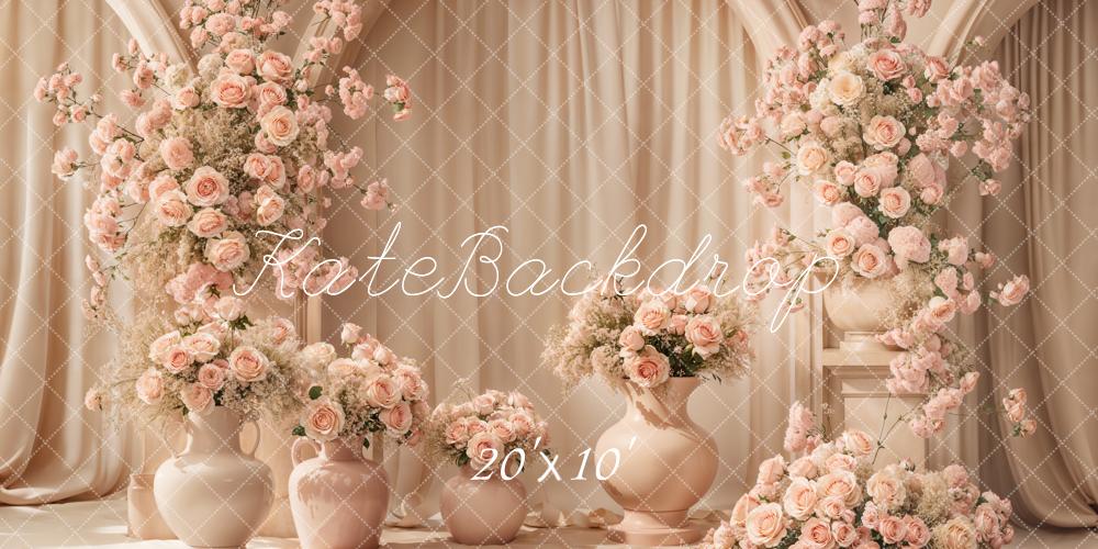 Kate母の日エレガントフラワーアーチ ピンクプリント背景 Emetselchデザイン