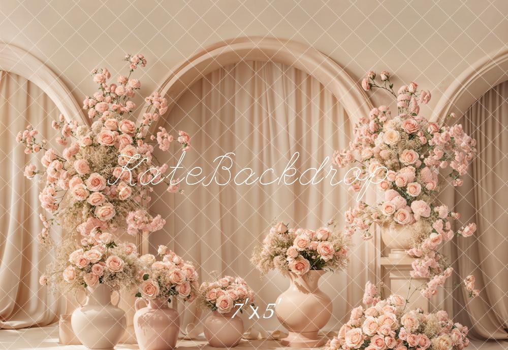 Kate母の日エレガントフラワーアーチ ピンクプリント背景 Emetselchデザイン
