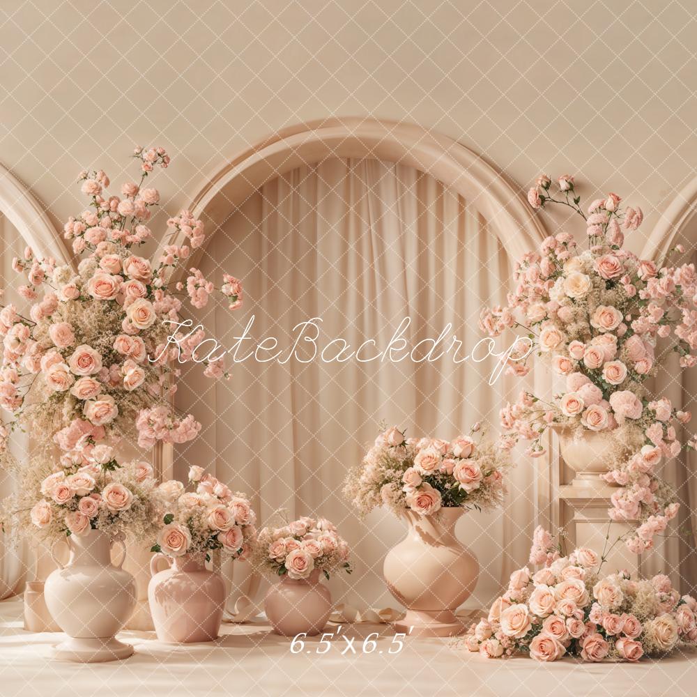 Kate母の日エレガントフラワーアーチ ピンクプリント背景 Emetselchデザイン