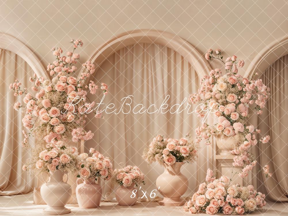 Kate母の日エレガントフラワーアーチ ピンクプリント背景 Emetselchデザイン
