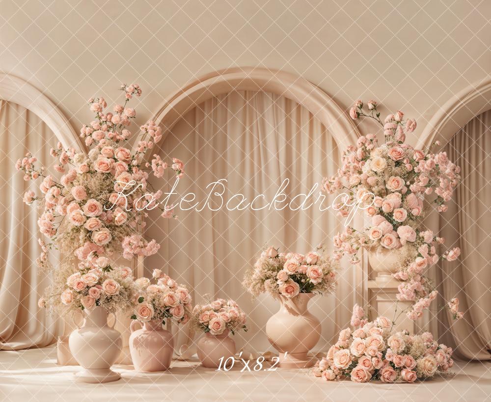Kate母の日エレガントフラワーアーチ ピンクプリント背景 Emetselchデザイン