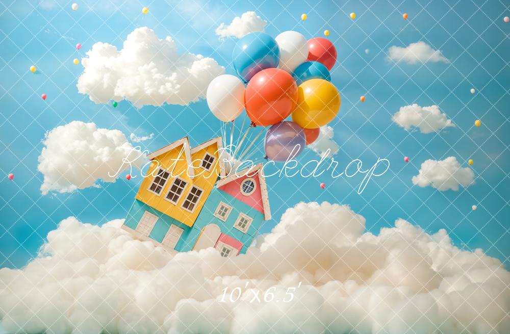 Kate トラベルファンタジー 空飛ぶ家 バルーン プリント背景 Emetselchデザイン