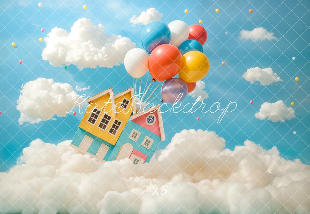 Kate トラベルファンタジー 空飛ぶ家 バルーン プリント背景 Emetselchデザイン