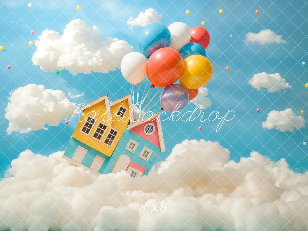 Kate トラベルファンタジー 空飛ぶ家 バルーン プリント背景 Emetselchデザイン