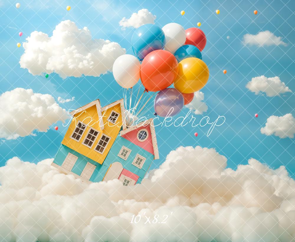 Kate トラベルファンタジー 空飛ぶ家 バルーン プリント背景 Emetselchデザイン
