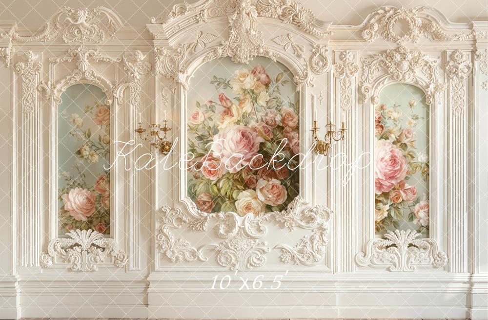 Kate クリームバロック ヴィンテージウォール ローズフローラル プリント背景 Emetselchデザイン