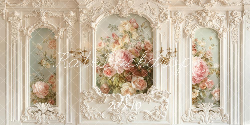 Kate クリームバロック ヴィンテージウォール ローズフローラル プリント背景 Emetselchデザイン