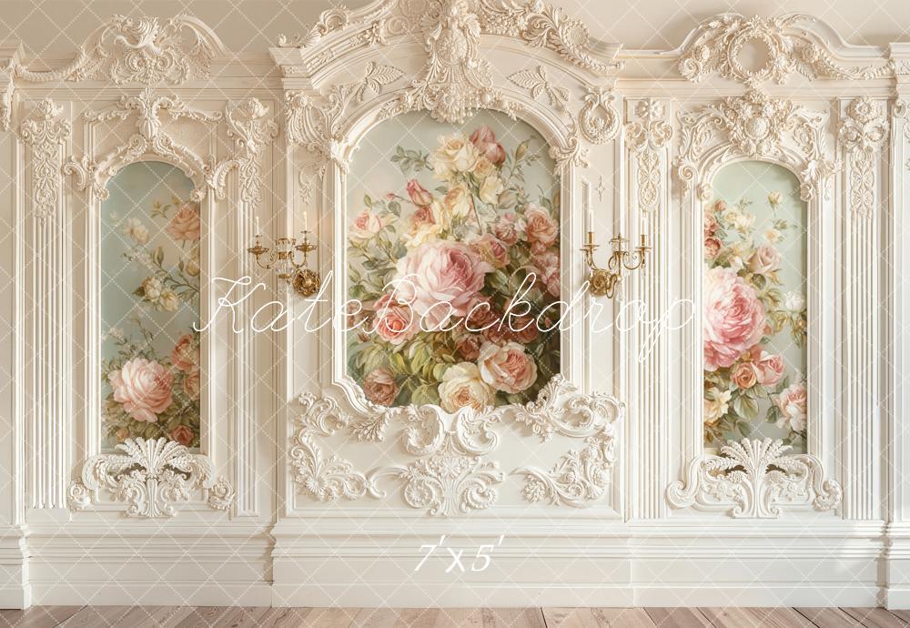 Kate クリームバロック ヴィンテージウォール ローズフローラル プリント背景 Emetselchデザイン