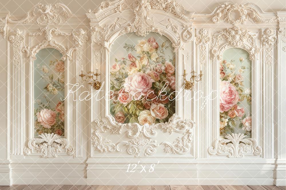 Kate クリームバロック ヴィンテージウォール ローズフローラル プリント背景 Emetselchデザイン