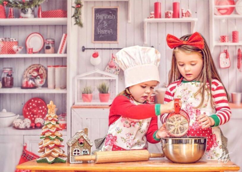 kate クリスマス白い壁のキッチンの背景布 写真撮影用