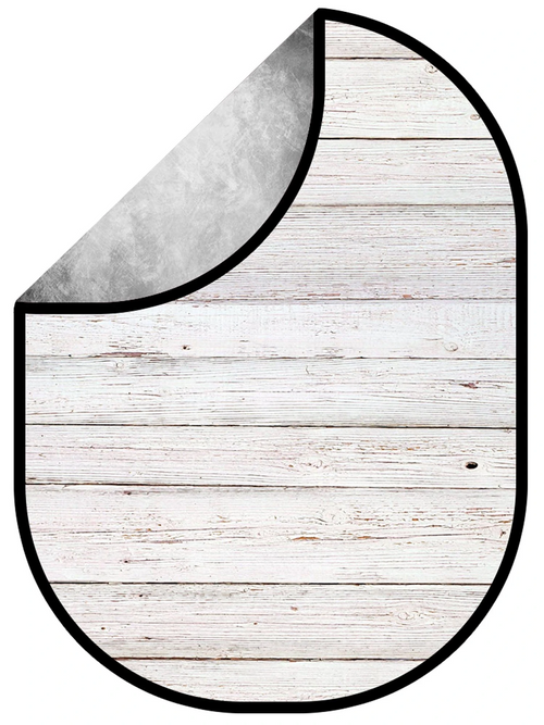 Kate レトロスタイルホワイトウッド/グレーテクスチャ折りたたみ背景写真5X6.5ft（1.5x2m）