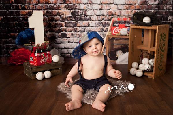 Katebackdrop£ºKate Retro Brick Wall Baseball Theme Backdrop for sports Photography Designed by Leann West