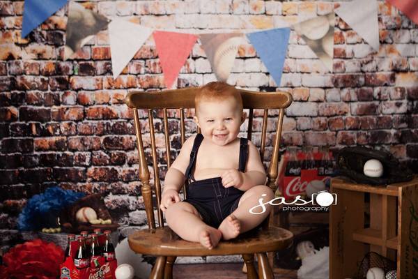 Katebackdrop£ºKate Retro Brick Wall Baseball Theme Backdrop for sports Photography Designed by Leann West