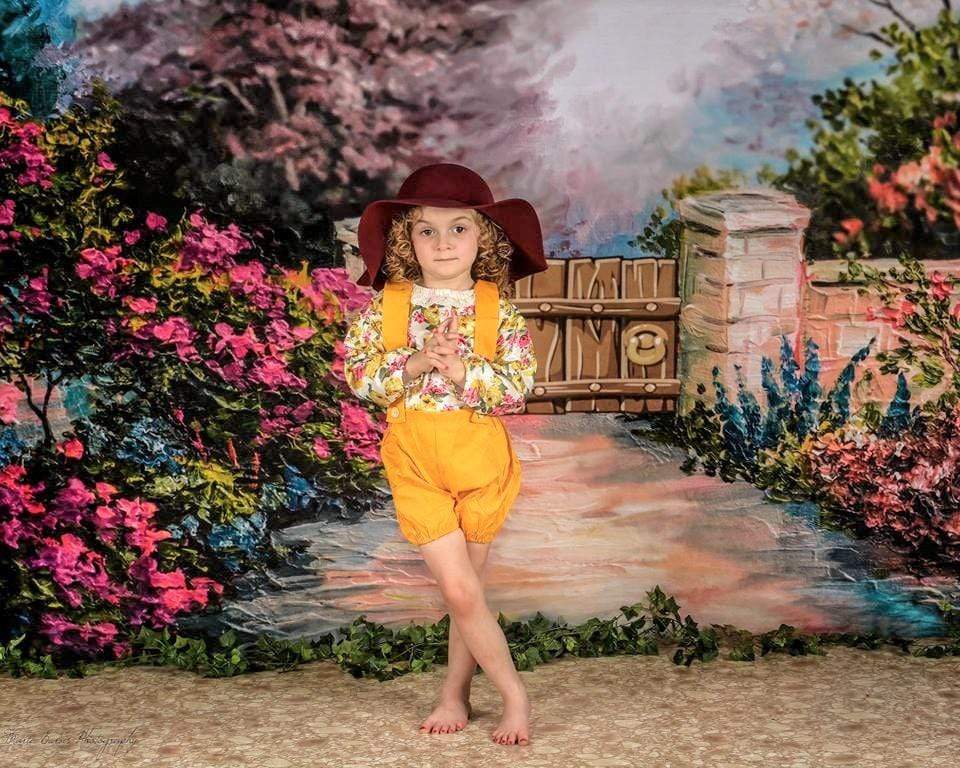 Kate写真撮影のためのケイト春の花と柵の子供たちの背景JFCC設計