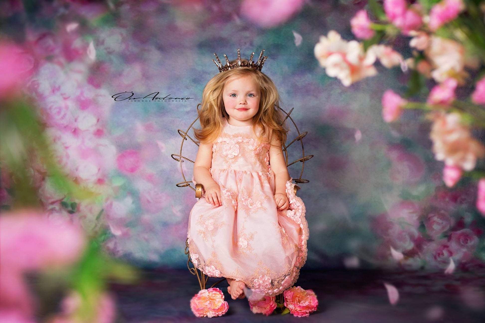 Kate ポートレート写真のようなピンクの花の背景布