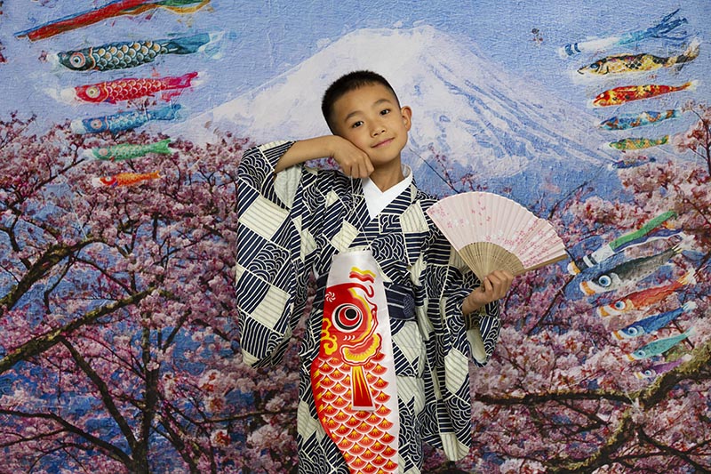 Kate 写真家のための富士山少年の日七五三桜の背景布