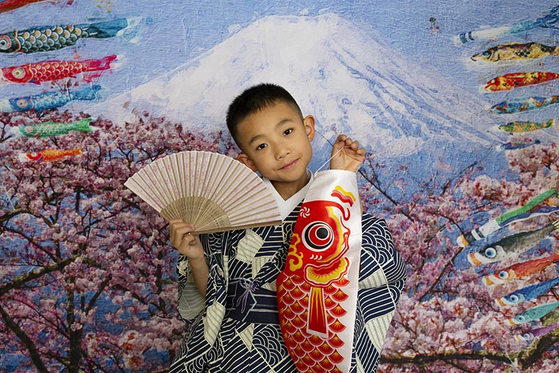 Kate 写真家のための富士山少年の日七五三桜の背景布